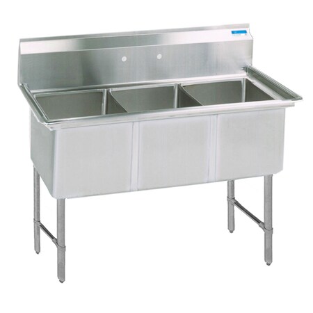 Bk Resources Three Compartment Sink 16 Gauge 16 in x 20 in, 3, 2, Free Standing, Stainless Steel BKS6-3-1620-14S